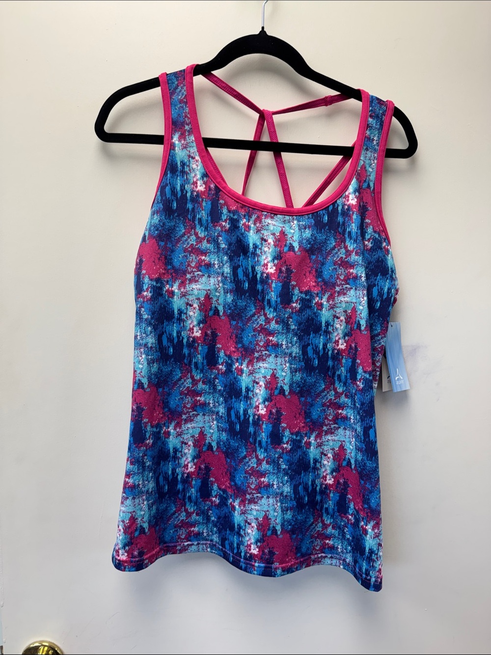 Aspire Blue and Pink Abstract Strappy Tank